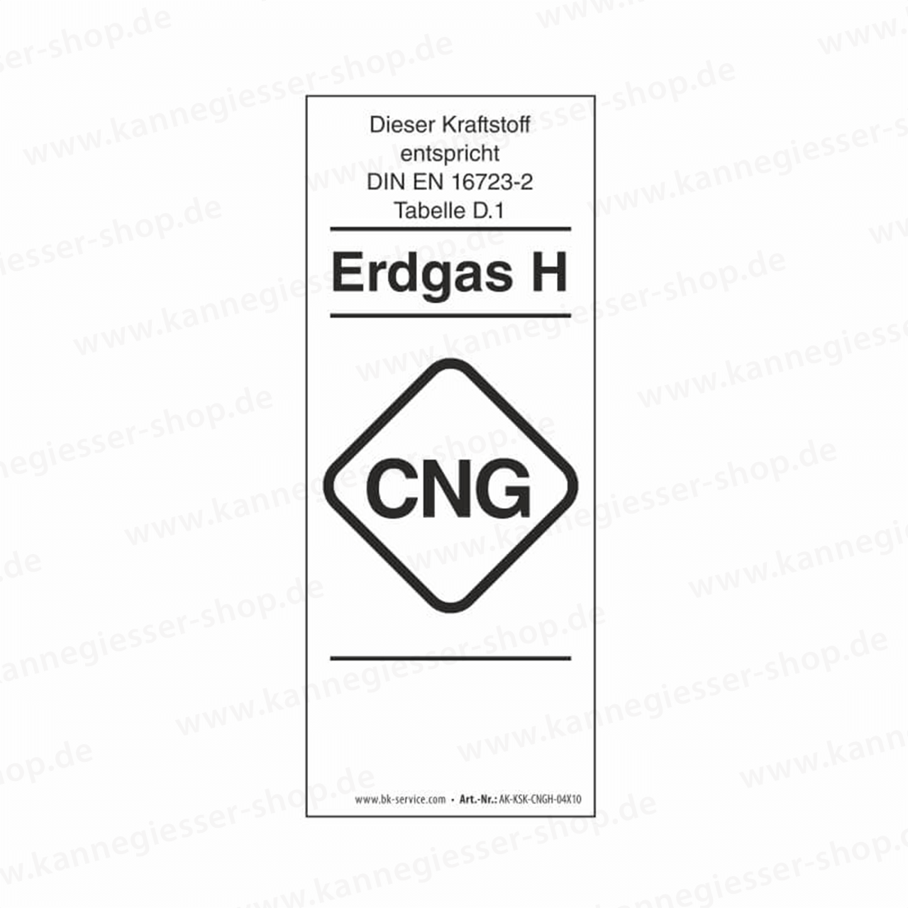 Aufkleber - Kraftstoffkennzeichnung CNG Erdgas Gruppe H (DIN EN 16723-2)