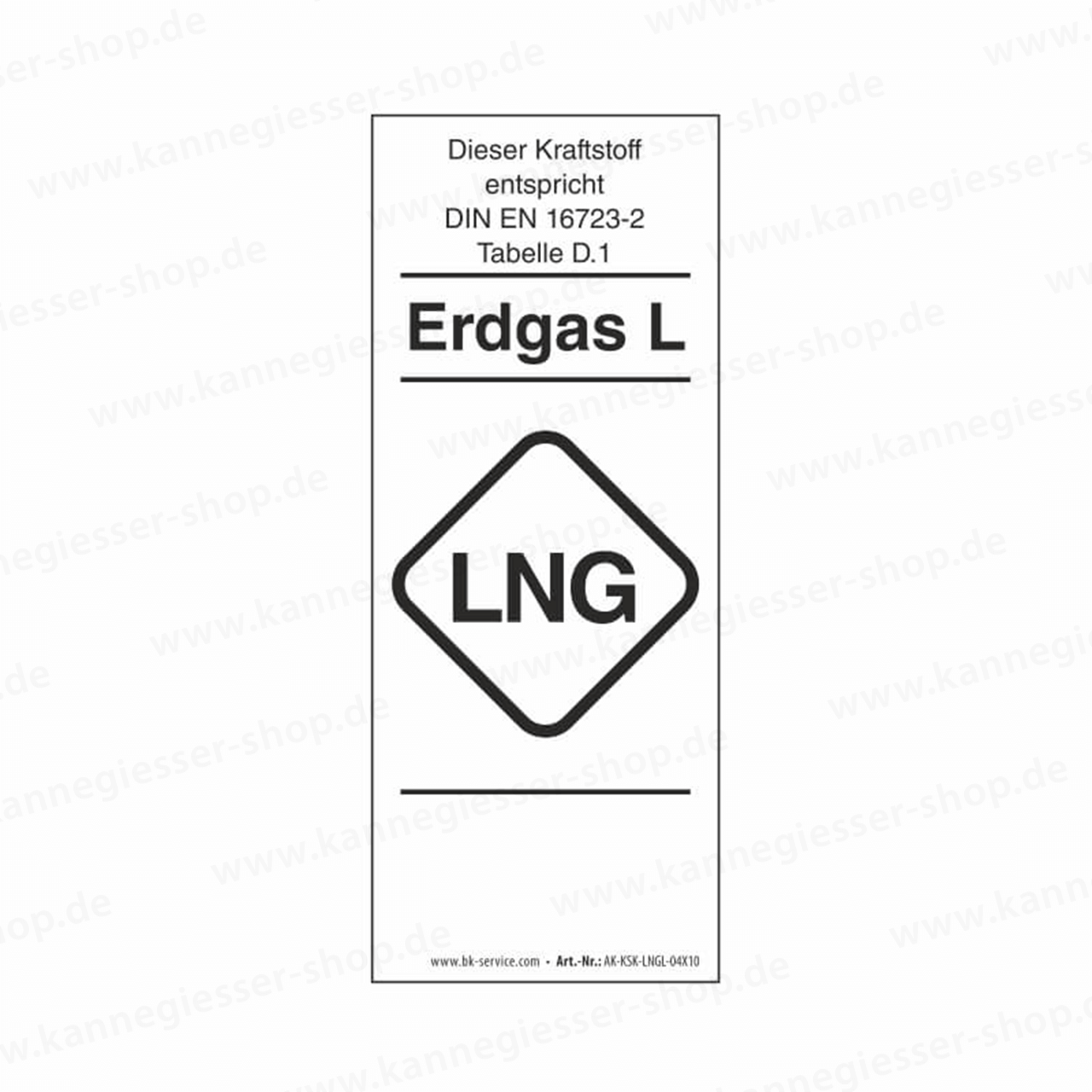 Aufkleber - Kraftstoffkennzeichnung LNG Erdgas Gruppe L (DIN EN 16723-2)