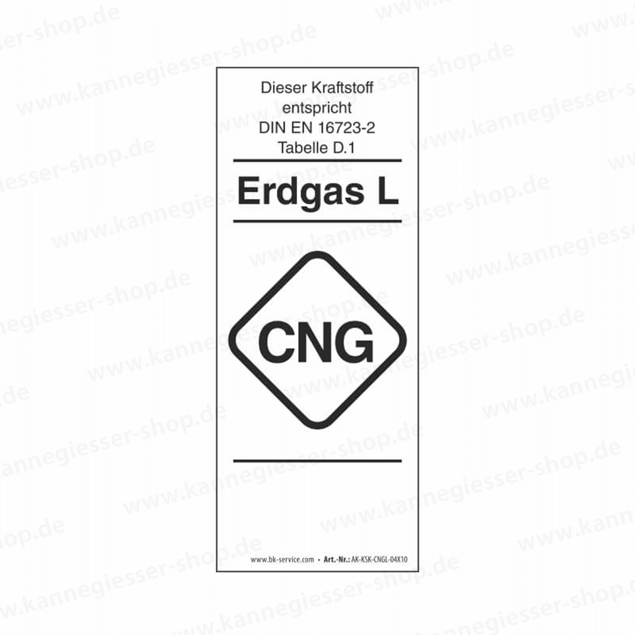 Aufkleber - Kraftstoffkennzeichnung CNG Erdgas Gruppe L (DIN EN 16723-2)