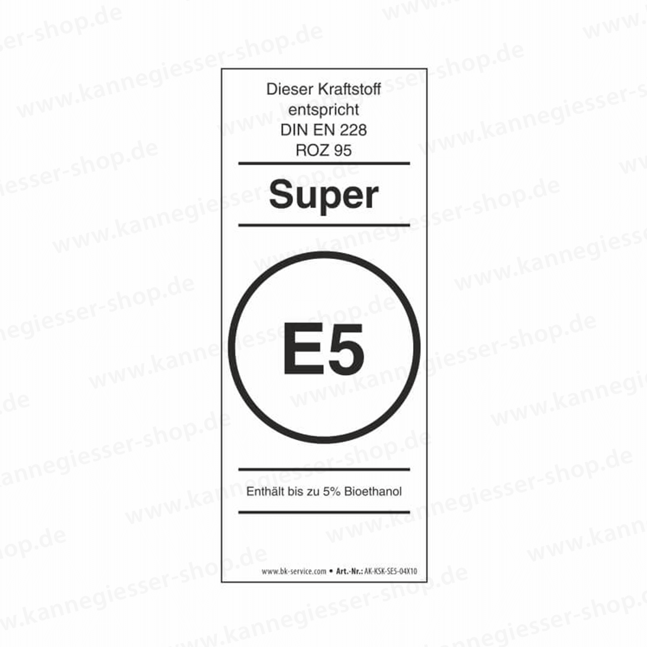 10er-Set Aufkleber - Kraftstoffkennzeichnung Super E5 (DIN EN 228)